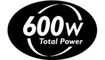 Potência de saída total de 600 W RMS