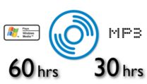 60 heures de musique au format WMA ou 30 heures au format MP3