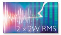 2 x 2 W RMS Gesamtausgangsleistung