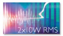 2 x 10 W RMS total output power
