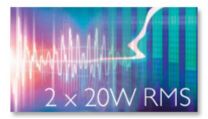 Potência total de 2 x 20 W RMS