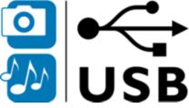 Desfrute da reprodução de fotografia e música via USB
