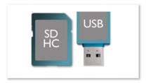 USB Direct e slots para cartão SD/SDHC para  reprodução de músicas e vídeos