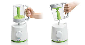 Steam and flip jar over to blend