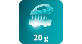 vapeur continu jusqu'à 20 g / min pour une meilleure élimination des faux plis