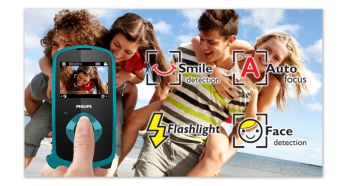 Flash, auto focus, face and smile detection