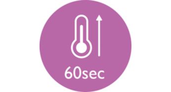 Fast heat up time, ready to use in 60 seconds
