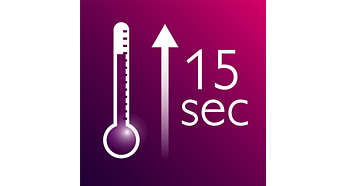 Fast heat up time, ready to use in 15 seconds