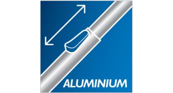 Curăţare confortabilă graţie tubului din aluminiu foarte uşor