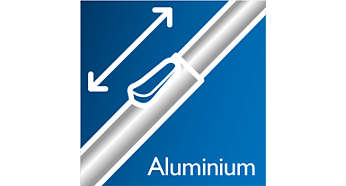 Curăţare confortabilă graţie tubului din aluminiu foarte uşor