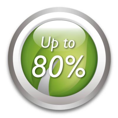 Saves up to 80% energy