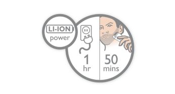 50 minutes cordless power after 1 hour quick charge.