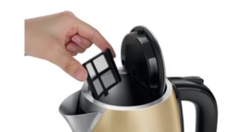 Anti-calc filter for a clear cup of water