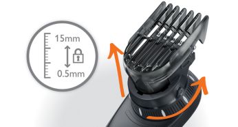 13 easy lock-in length settings from 0.5 to 15mm.