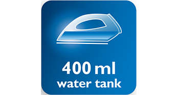 Большой резервуар для воды 400 мл позволяет реже доливать воду