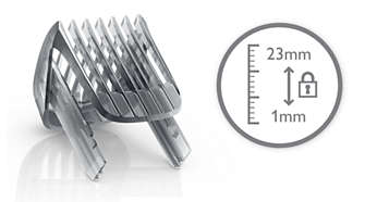 Includes a beard comb for 23 adjustable lengths: 1 to 23mm