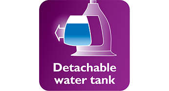 Detachable, transparent water tank with hygienic water inlet
