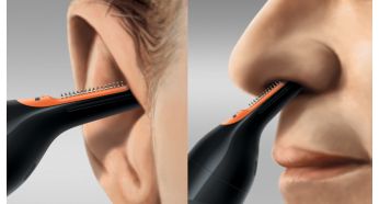 Permet d'atteindre facilement les poils à l'intérieur du nez et des oreilles