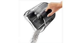 Advanced dust bucket design for easy emptying