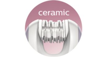 Unique Philips epilating system with ceramic textured discs