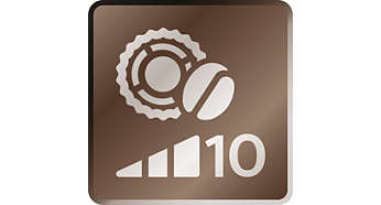 Finomítsa a kávé intenzitását a 10-féle daráló beállítás révén