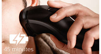 45 minutes of cordless shaving after an eight-hour charge
