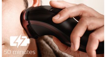 한 시간 충전 후 무선 면도 50분