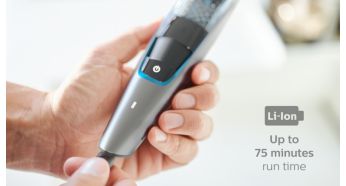 75 min használati idő 1 h töltés után ill. vezetékes használat