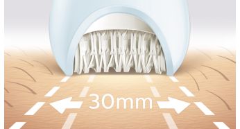 Widest epilation head for optimal hair removal in one stroke