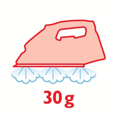 Up to 30 g/min of steam