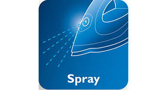 A fine spray evenly moistens the fabric