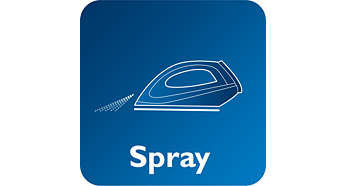 A fine spray evenly moistens the fabric