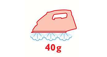 Vapor continuo de hasta 40 g/min.