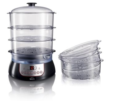 Recipientes empilháveis para cozimento a vapor