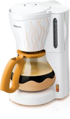 Koffiezetapparaat, glas, wit/oranje