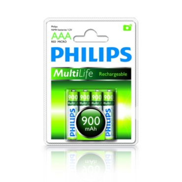 Philips  Laddningsbara batterier AAA, 900 mAh R03B4A90/10