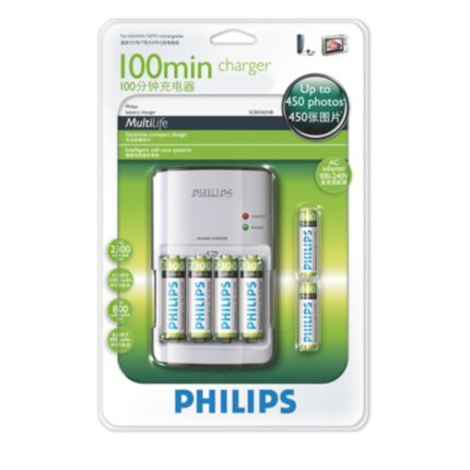 Philips  电池充电器 100 分钟 SCB5365NB/93