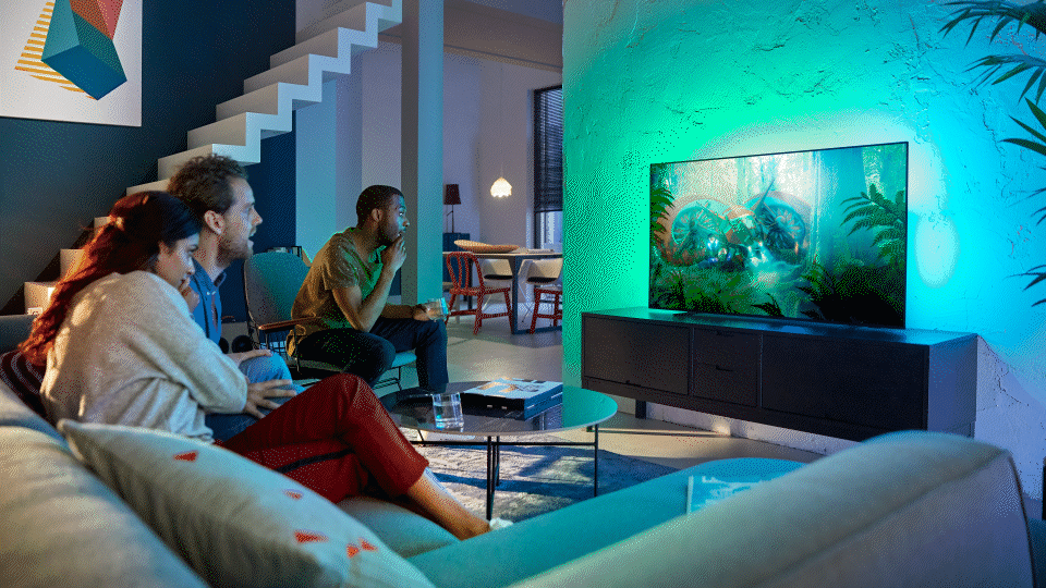 Philips Ambilight Sets the Mood  Many a time, all you need is just to wind  down to your favourite music to recover from a long day. Let the Ambilight  3-sided technology