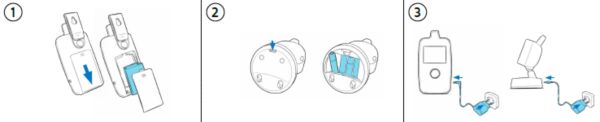 取出电池并将装置插电