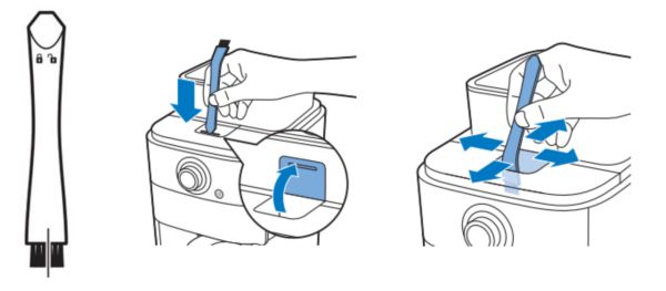 Limpieza del conducto de granos de café de la cafetera con sistema de molinillo de café de Philips