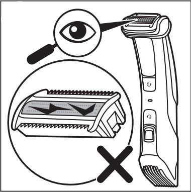 Inspecting the shaving head of your Philips Groomer