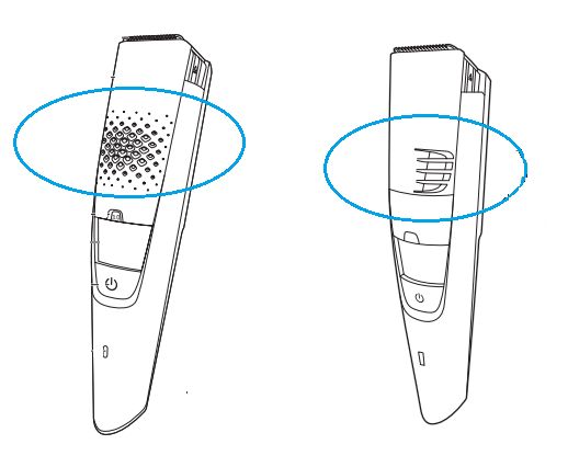 Alloggiamenti di aerazione del regolabarba Philips