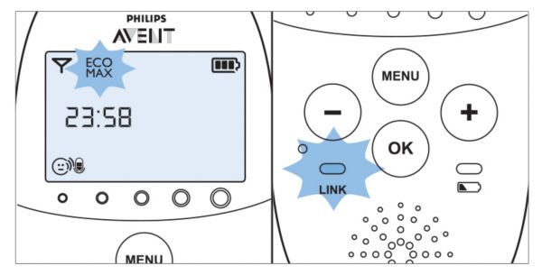 Modo Eco do intercomunicador DECT Philips Avent