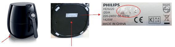 Wyszukiwanie numeru seryjnego i numeru modelu urządzenia Philips Airfryer