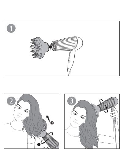 Usar o difusor de volume com o secador de cabelo Philips