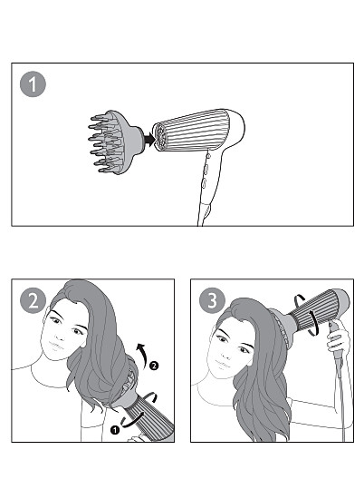 Utiliser le diffuseur de volume avec votre sèche-cheveux Philips