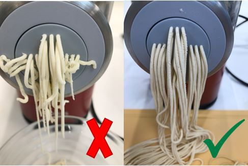 Diferencia entre consistencia correcta e incorrecta de la pasta - máquina de hacer pasta Philips