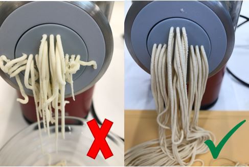 Différence entre une bonne et une mauvaise consistance de pâtes, machine à pâtes Philips