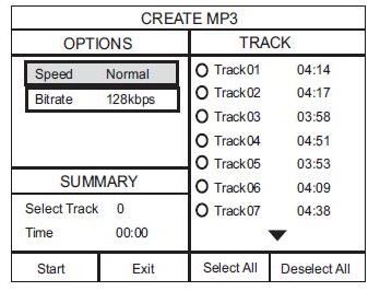 MP3 conversion options (Step 4)