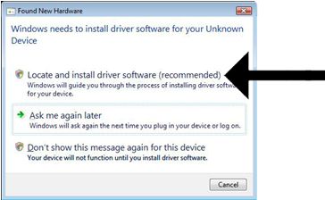 Locate and install driver software